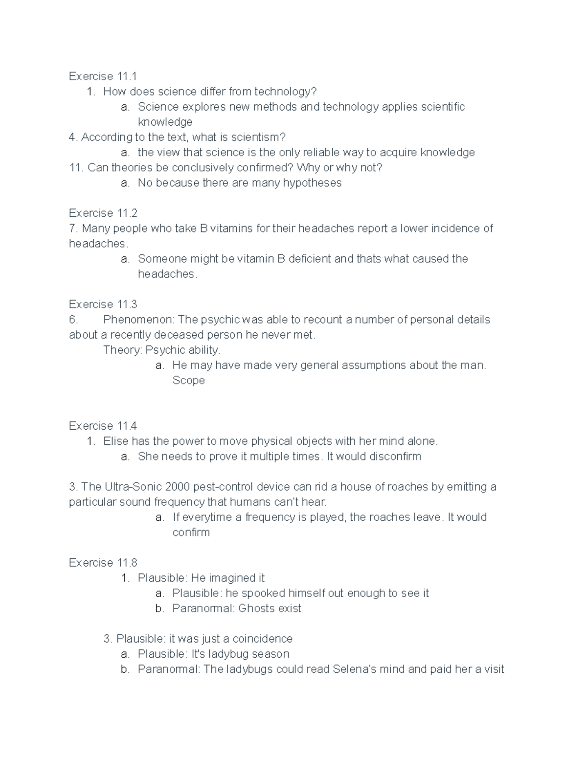 Homework 12 - Assignment 12 for Logic of Everyday Reasoning. - Exercise ...