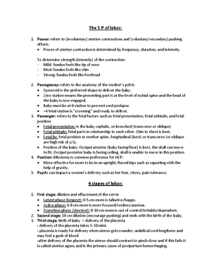 NURS 414 Final Exam Study Sheet Weeks 1-12 - NURS 414 – Maternal ...