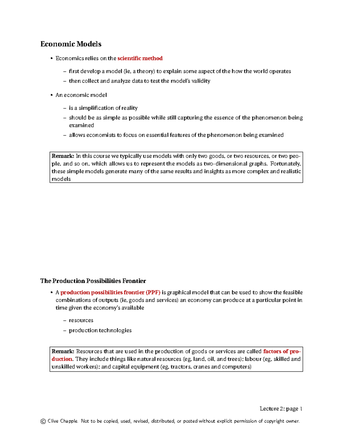 Practice questions - Economic Models • Economics relies on the ...