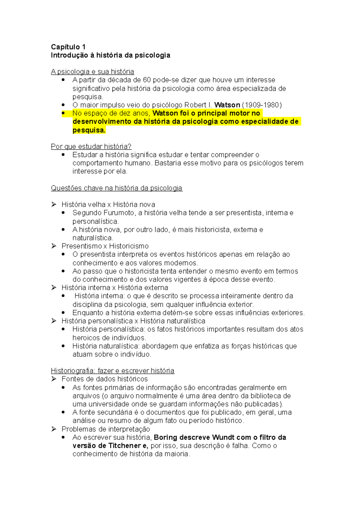 Resumo Do Capítulo 1 E 2 - 1 Da Psicologia A Psicologia E Sua A Partir ...