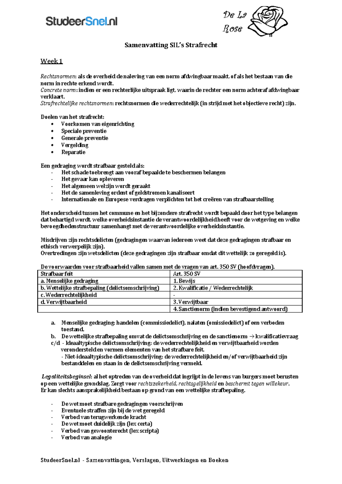 Samenvatting Straf- En Strafprocesrecht - Samenvatting SIL’s Strafrecht ...