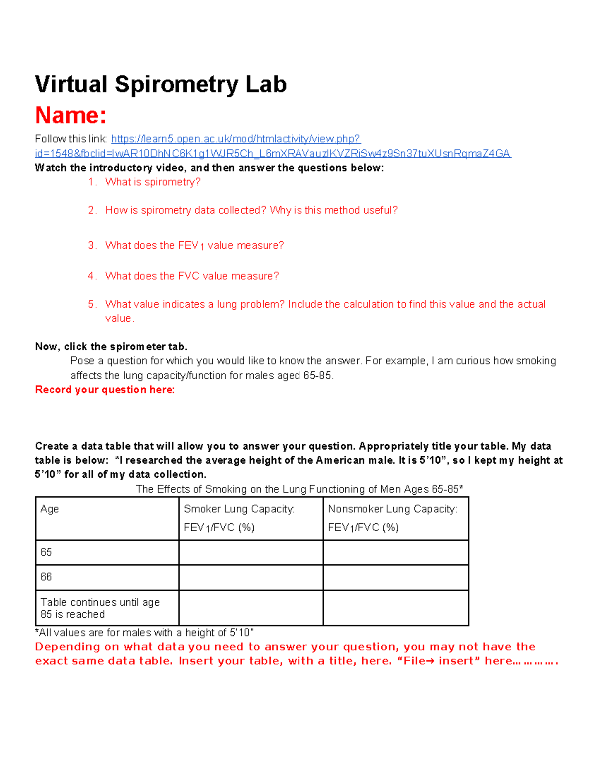 LAB Virtual Spirometry Lab shorter Virtual Spirometry Lab Name
