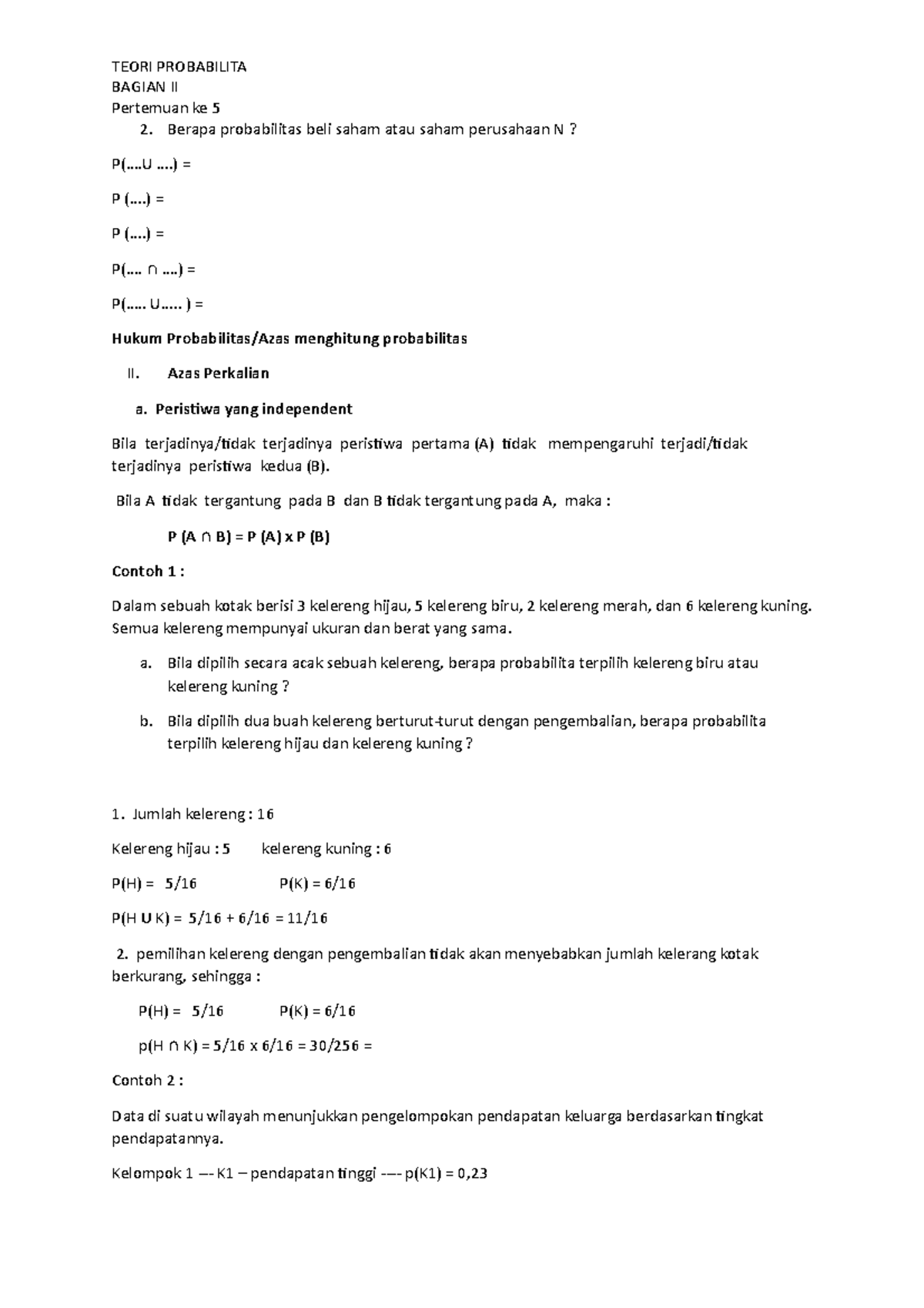 Probabilitas Beli Saham Tia Silvia Putri A. Sidiq - TEORI PROBABILITA ...