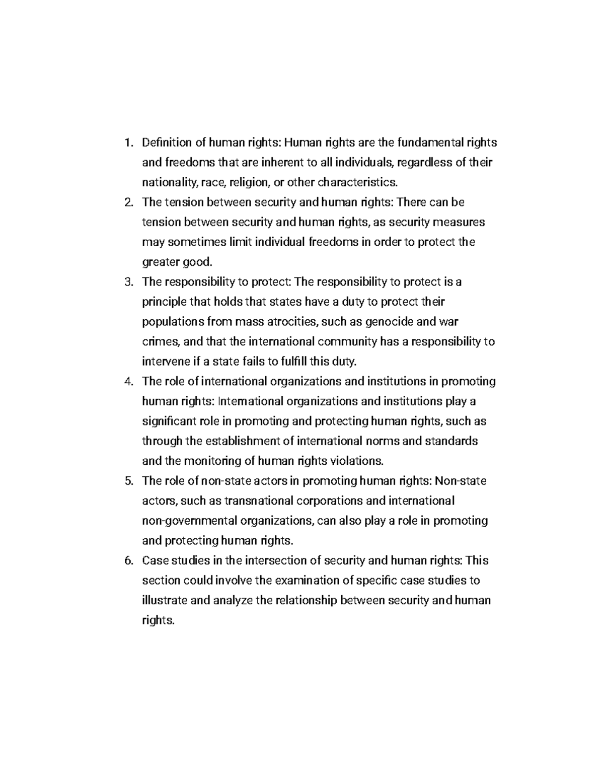 Security and Human Rights Definition of human rights Human rights