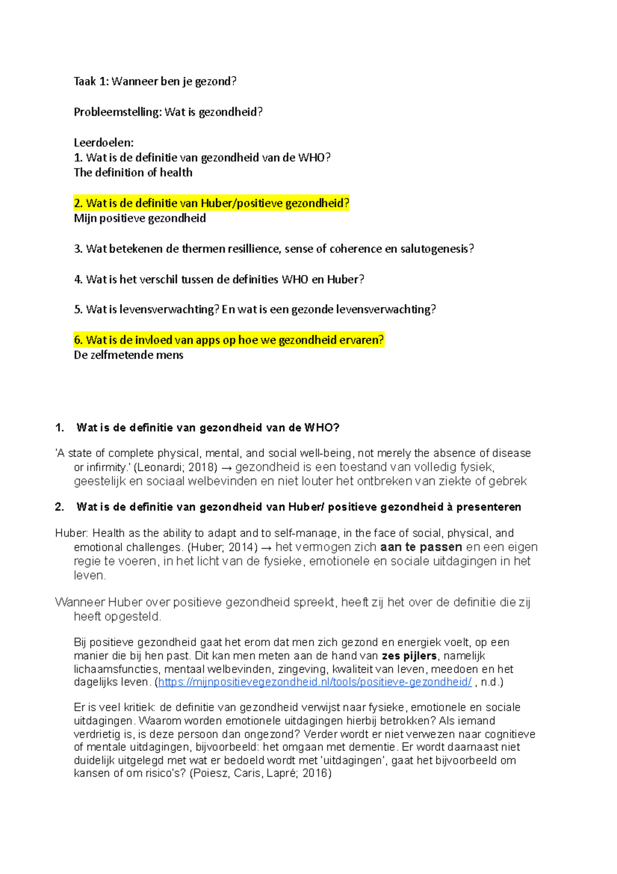 Taak 1 - Taak 1: Wanneer Ben Je Gezond? Probleemstelling: Wat Is ...