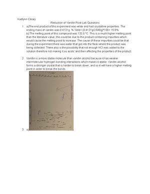 Lactic Acid Reaction Post Lab- Chem 345 - CHEM 345 - 1. A. B. 5 ml: 2 ...