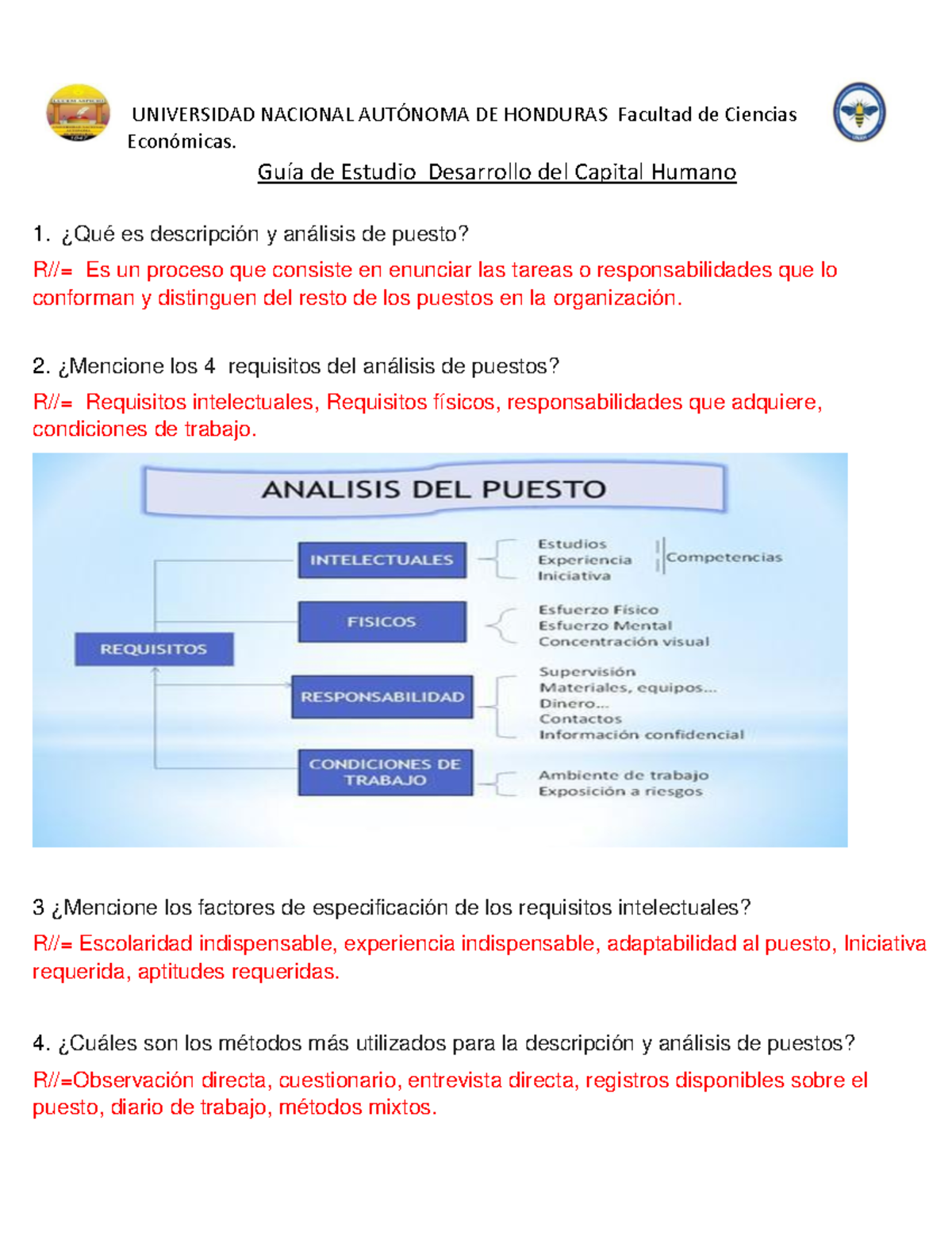 Guia de estudio Desarrollo del capital Humano - UNIVERSIDAD NACIONAL