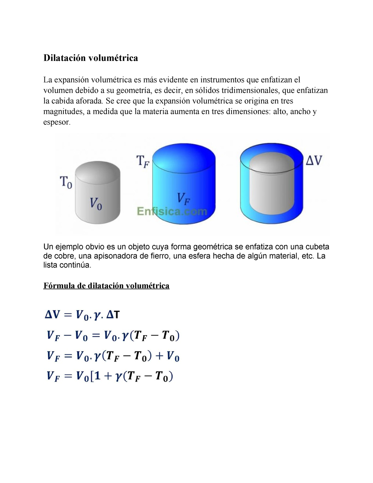 Dilatación Volumétrica Fisica II - Dilatación Volumétrica La Expansión ...