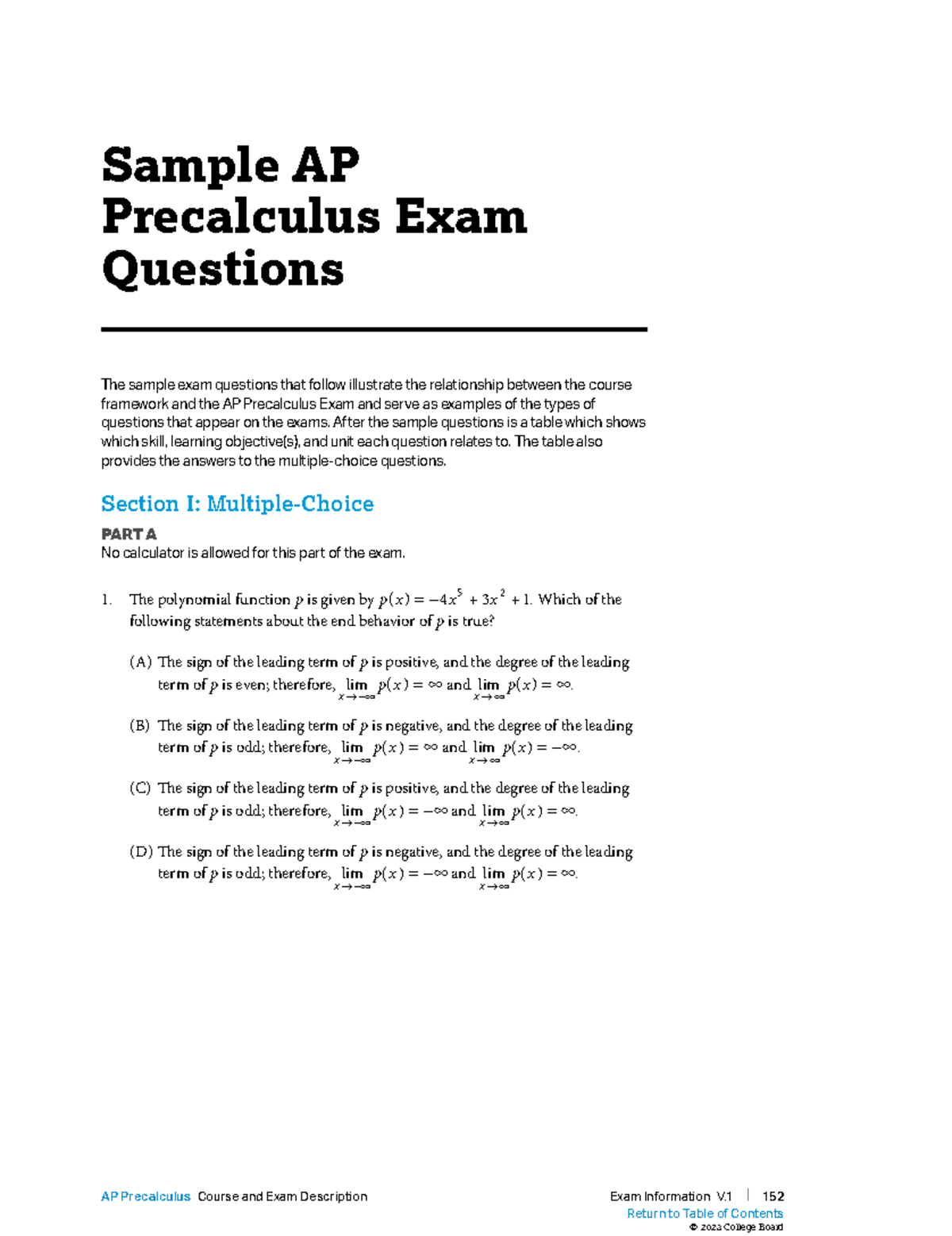 AP® Precalculus Course and Exam Description - Sample AP Precalculus ...