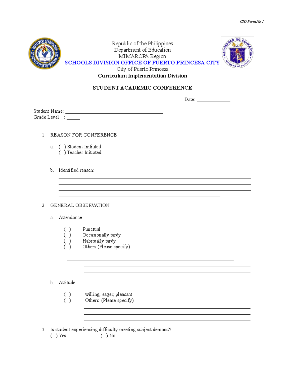 Student-academic-conference - Republic of the Philippines Department of ...