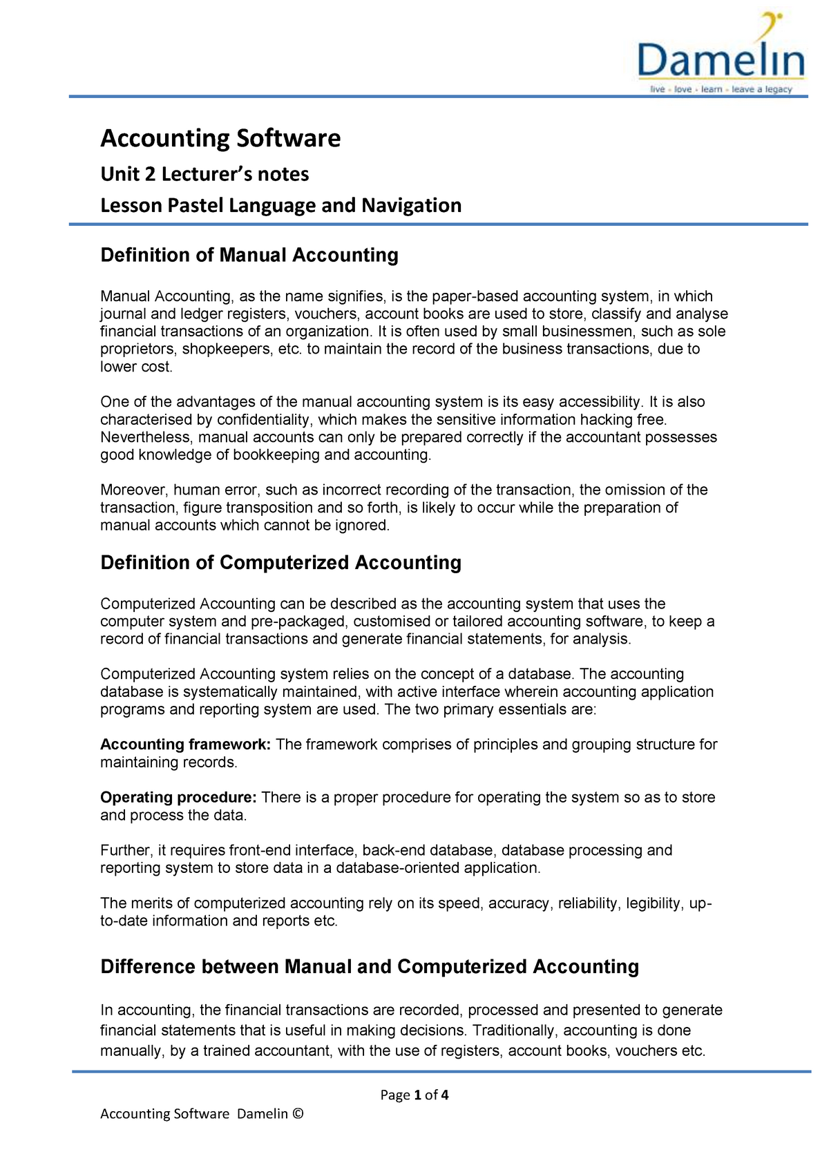 computerised financial accounting notes