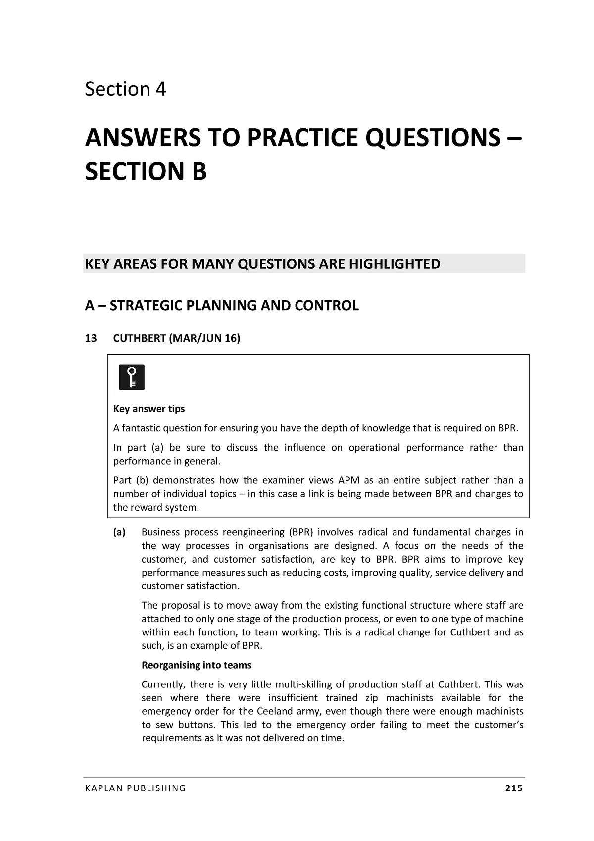 ACCA P5 Answers Section B Section 4 ANSWERS TO PRACTICE