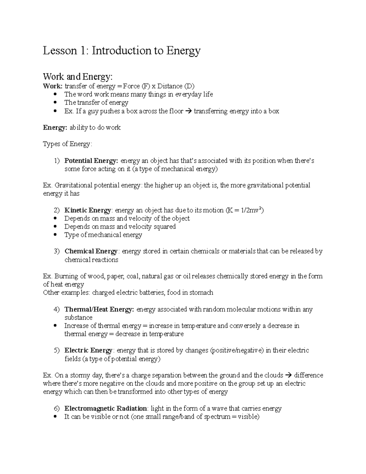 Phys-273-Notes - Lecture Notes 1-12 - Lesson 1: Introduction To Energy ...