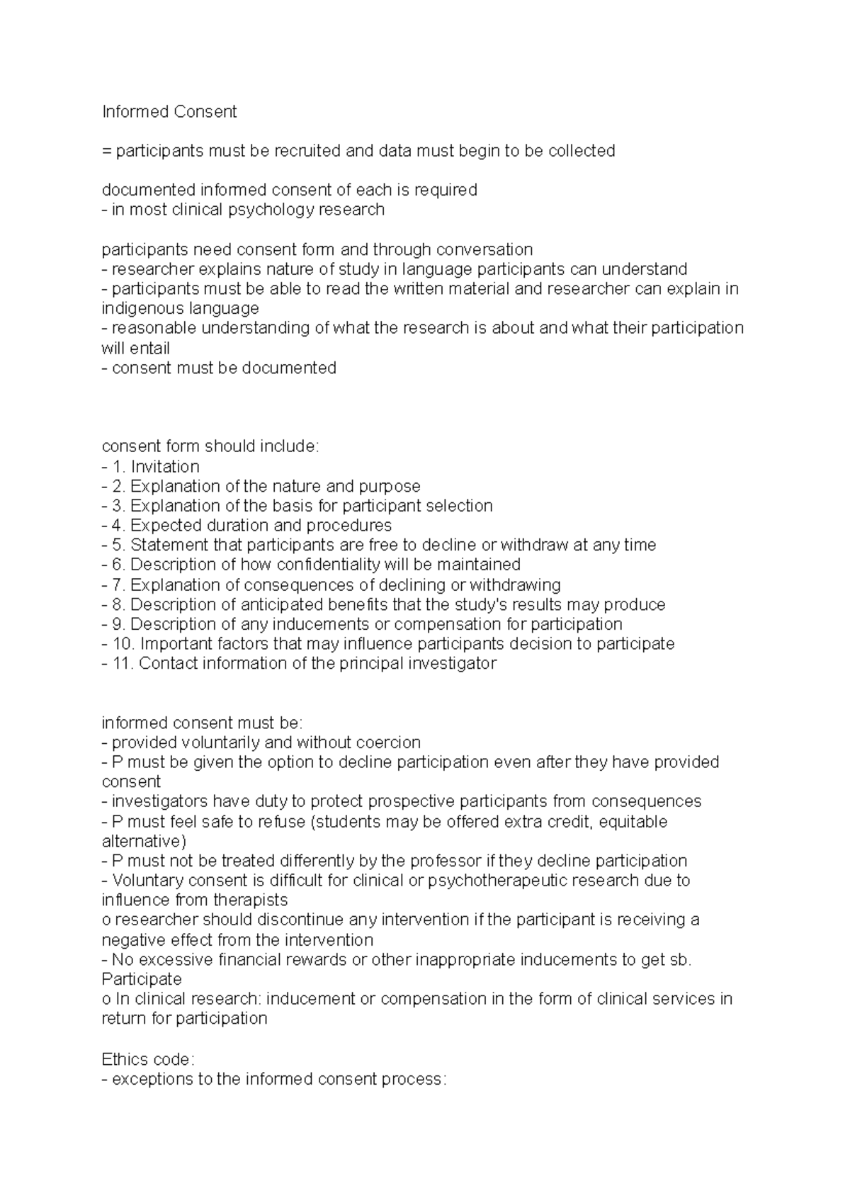 Informed Consent - Cognitive Psychology - Informed Consent ...
