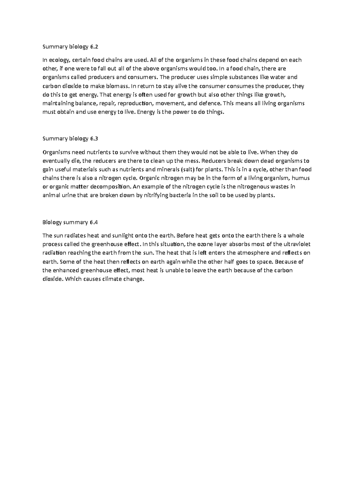 Summary biology H1 In ecology, certain food chains are used. All of