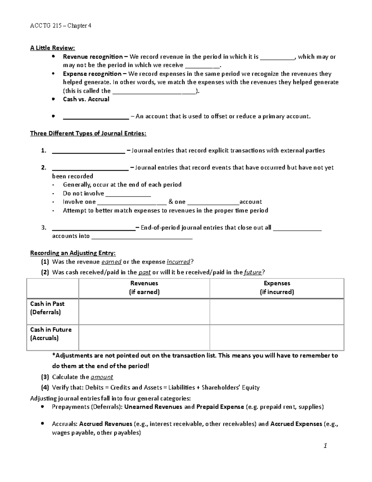 Chapter 4 Worksheet - Adjustments, Financial Statements, And The ...