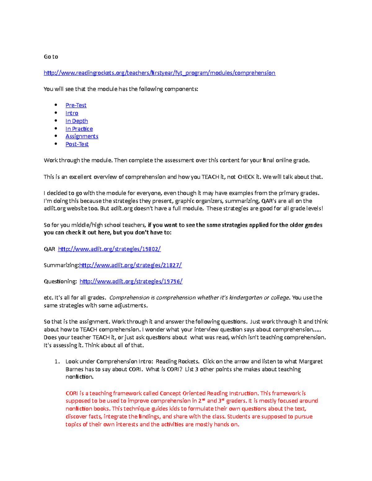 Online 4 (Comprehension practice - Reading Rockets) - Go to - Studocu