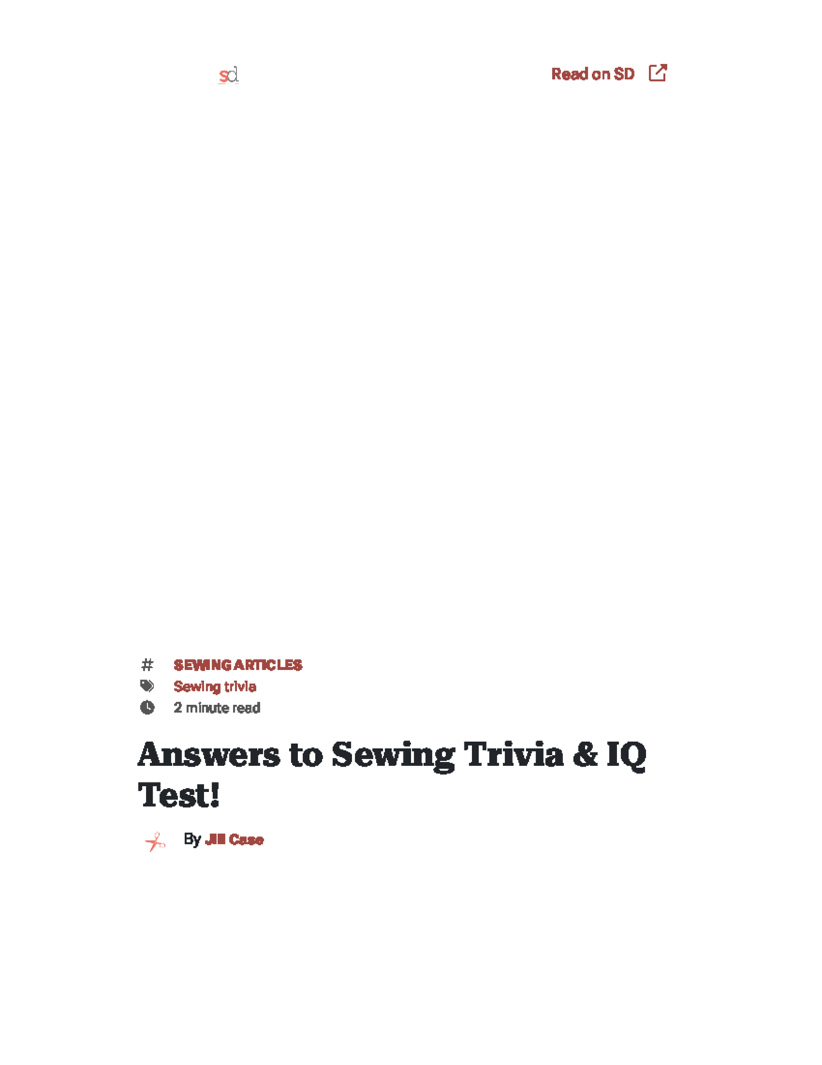 Answers to Sewing Trivia & IQ Test Sew Daily Read on SD Answers to