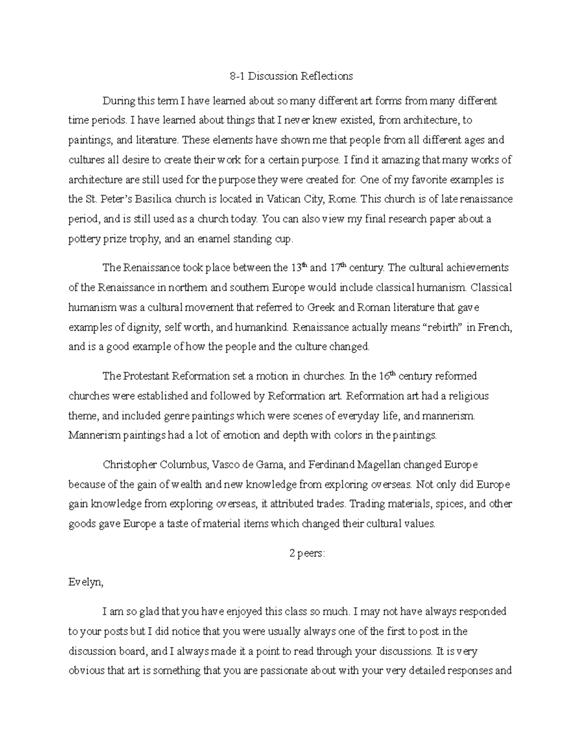 81 Discussion Reflections Discussion Reflections During this term I have learned about so