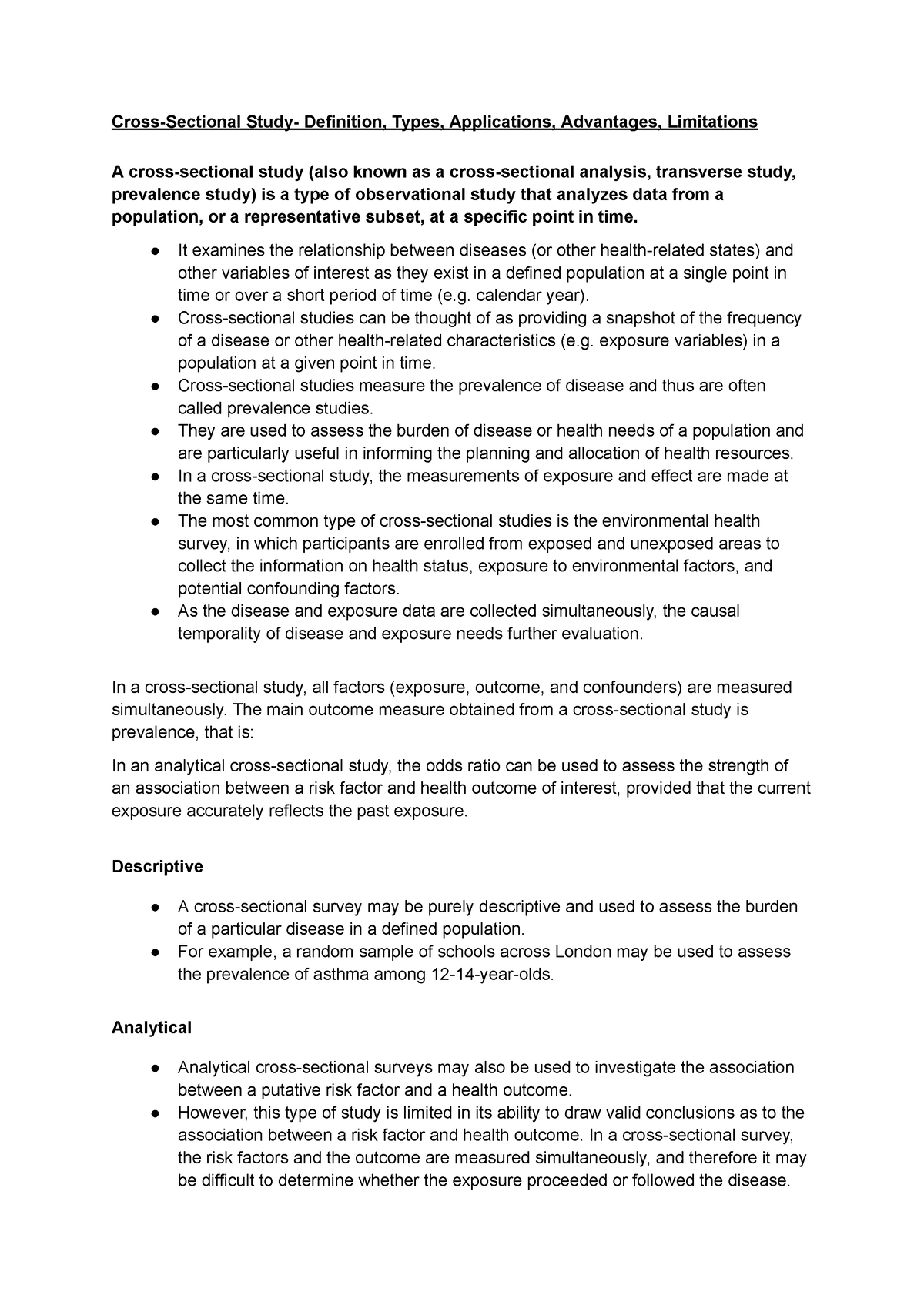 Epidemiology cross sectional study CrossSectional Study Definition, Types, Applications