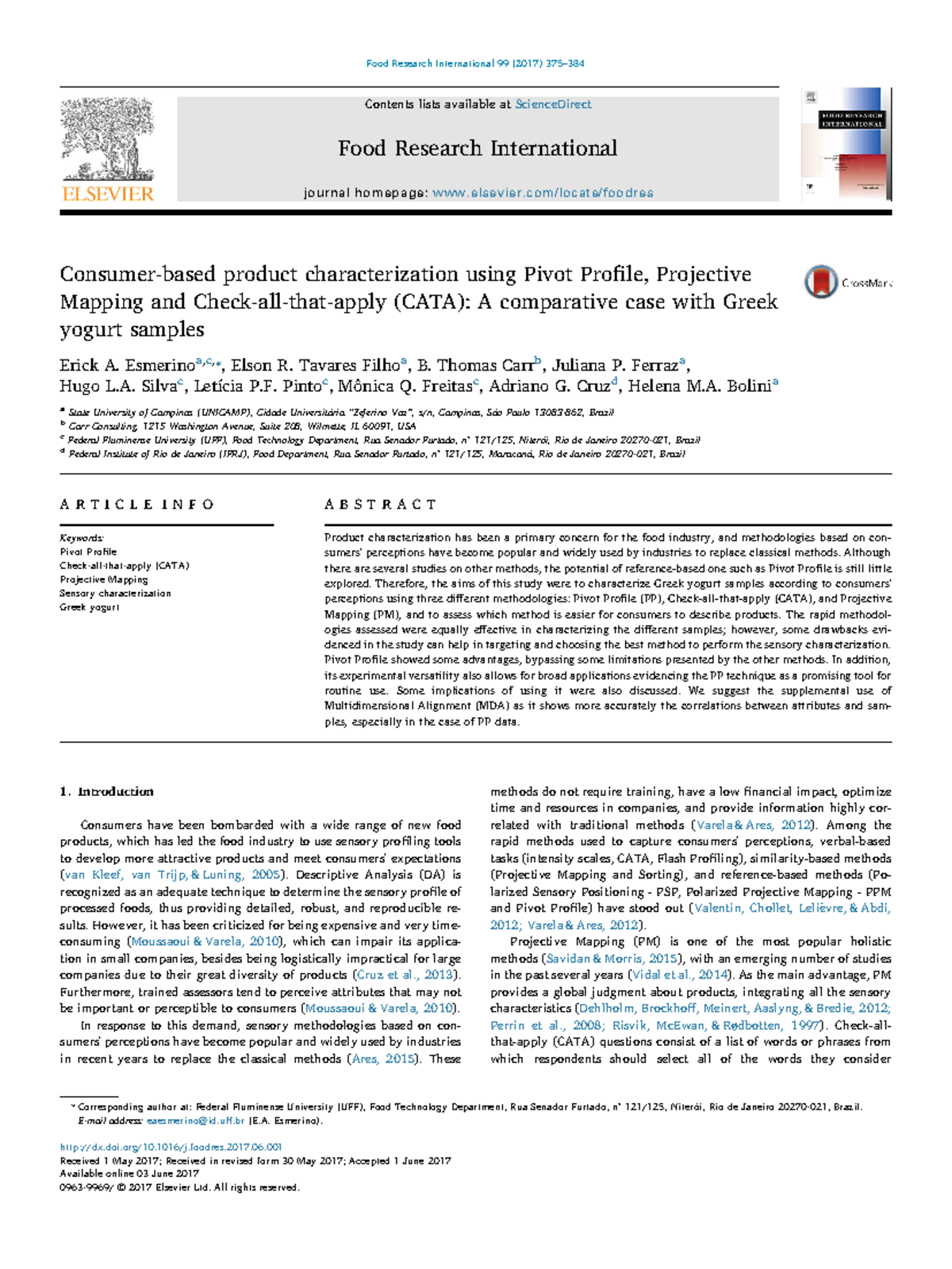 Greek yogurt Pruebas Contents lists available at ScienceDirect Food