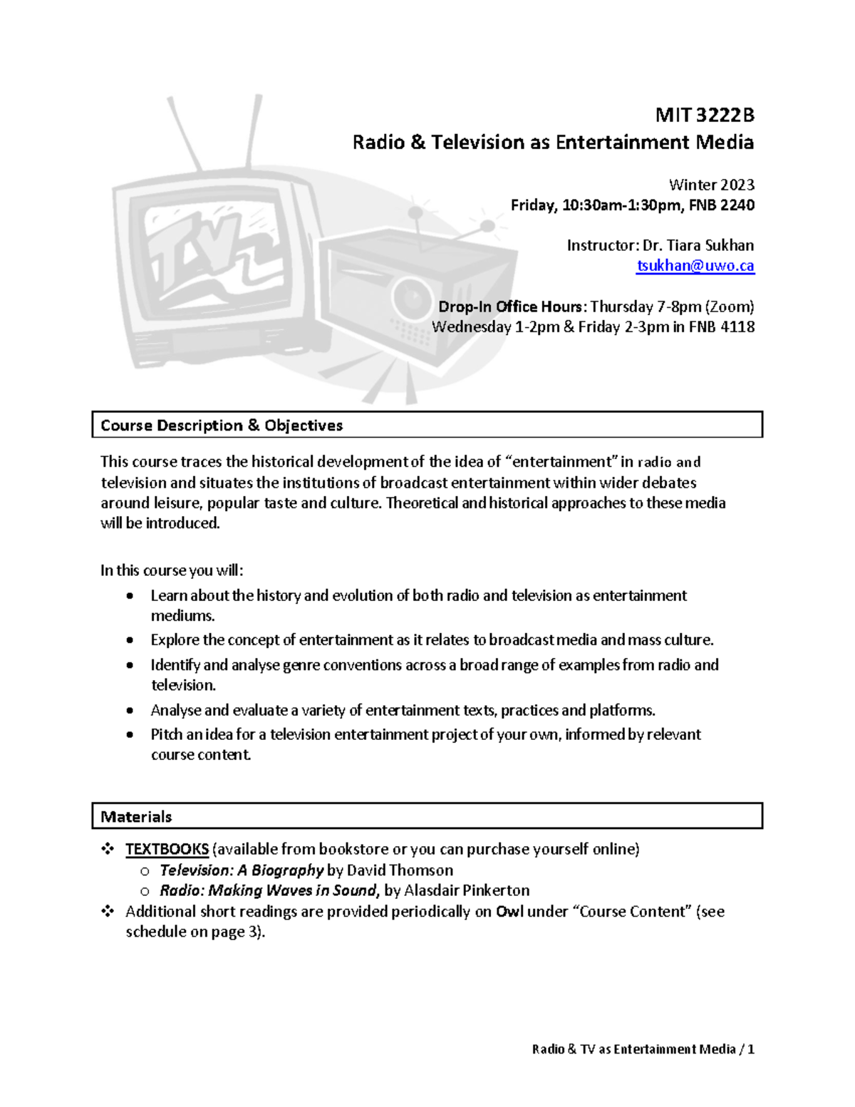 MIT+3222B+W23+syllabus+ draft - MIT 3222B Radio & Television as ...