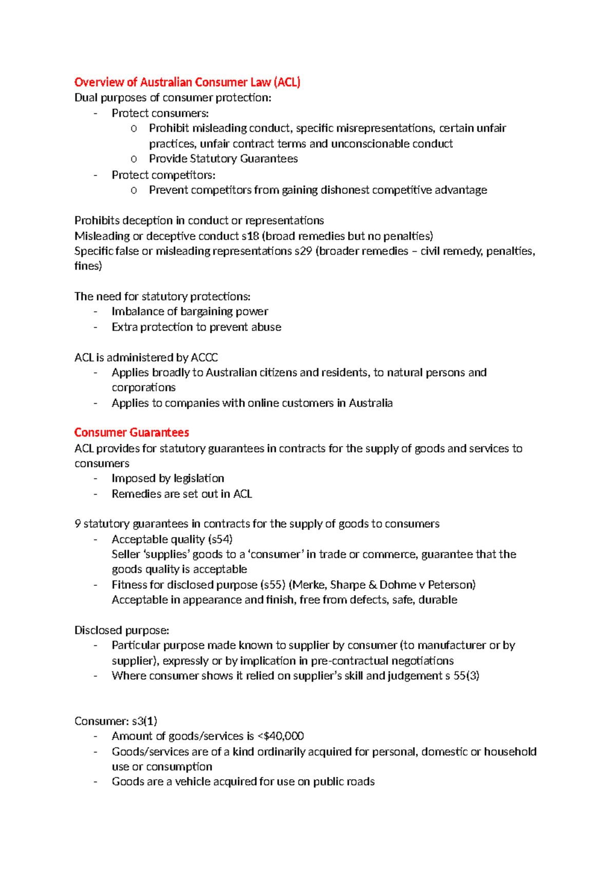 business-law-exam-revision-overview-of-australian-consumer-law-acl