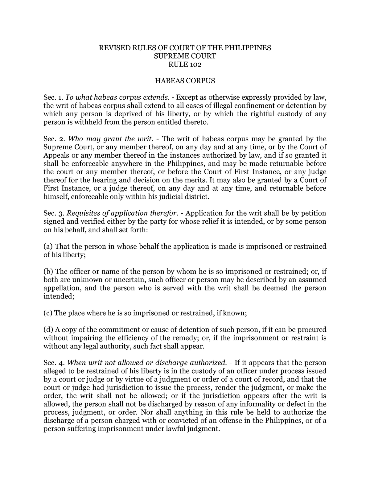 the-rule-on-habeas-corpus-revised-rules-of-court-of-the-philippines