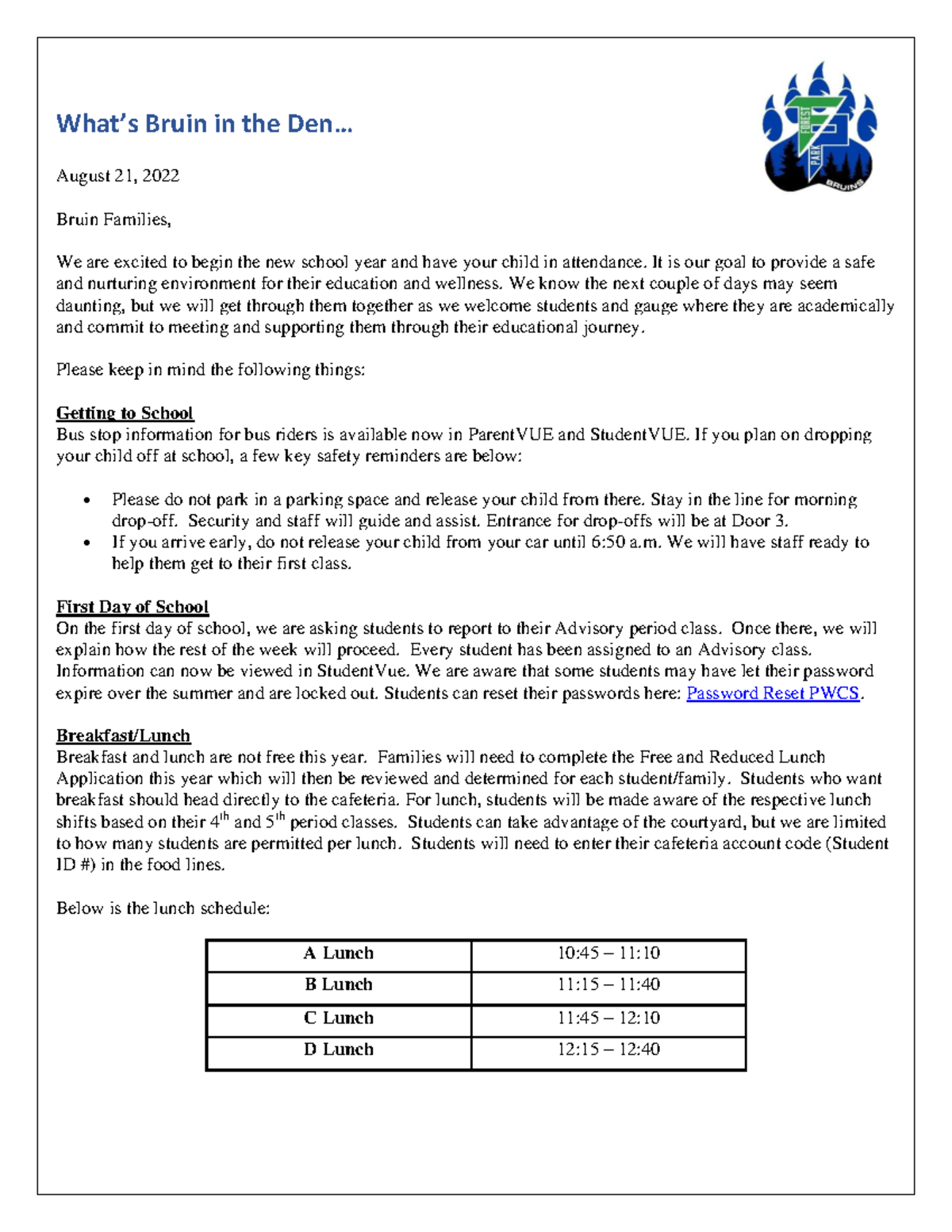 What's Bruin in the Den 8 - What’s Bruin in the Den... August 21, 2022 ...