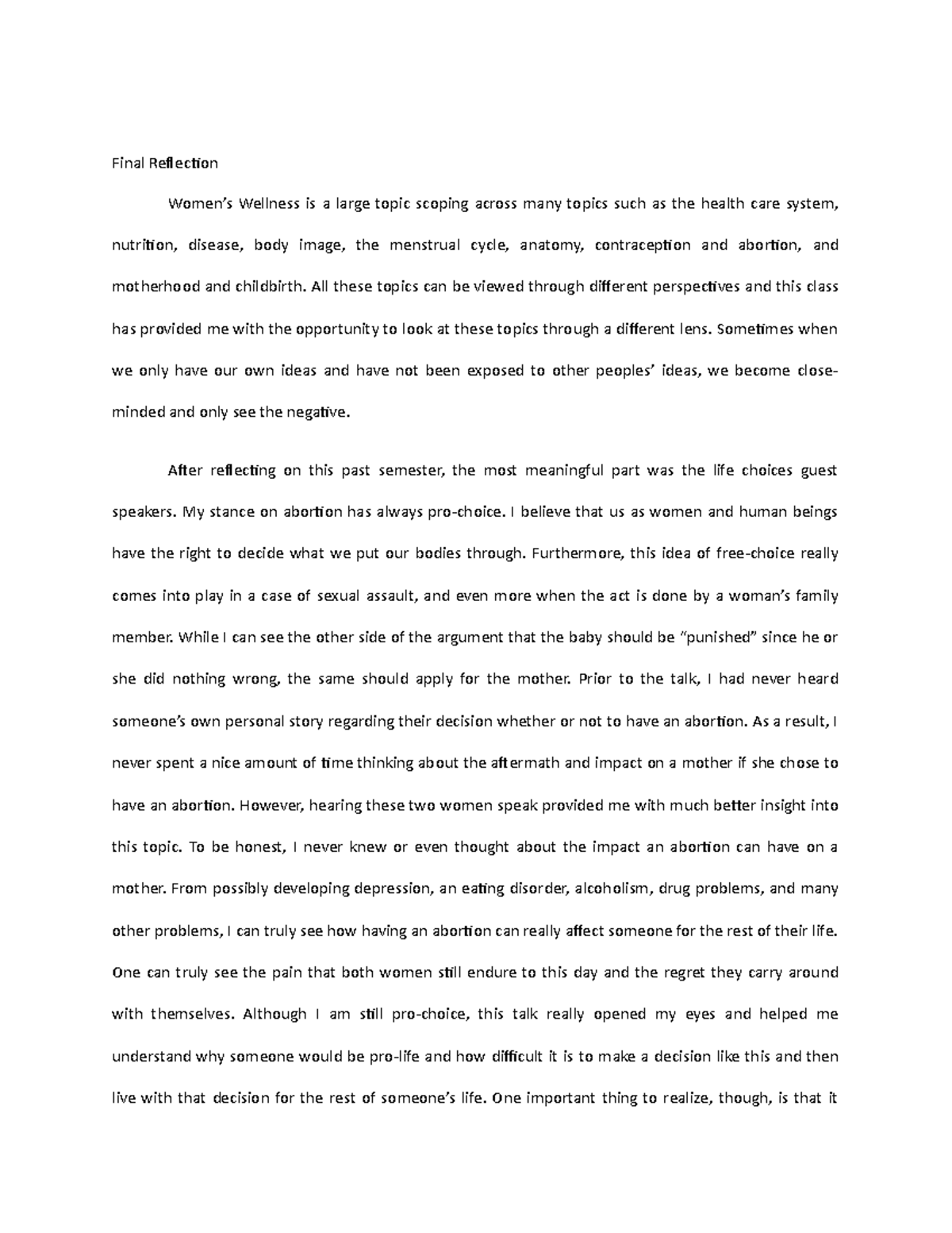 Ww Final Reflection Paper Hws 217 Final Reflection Wellness Is Large Topic Scoping Across Many Topics Such As The Health Care System Nutrition Disease Body Studocu ww final reflection paper hws 217
