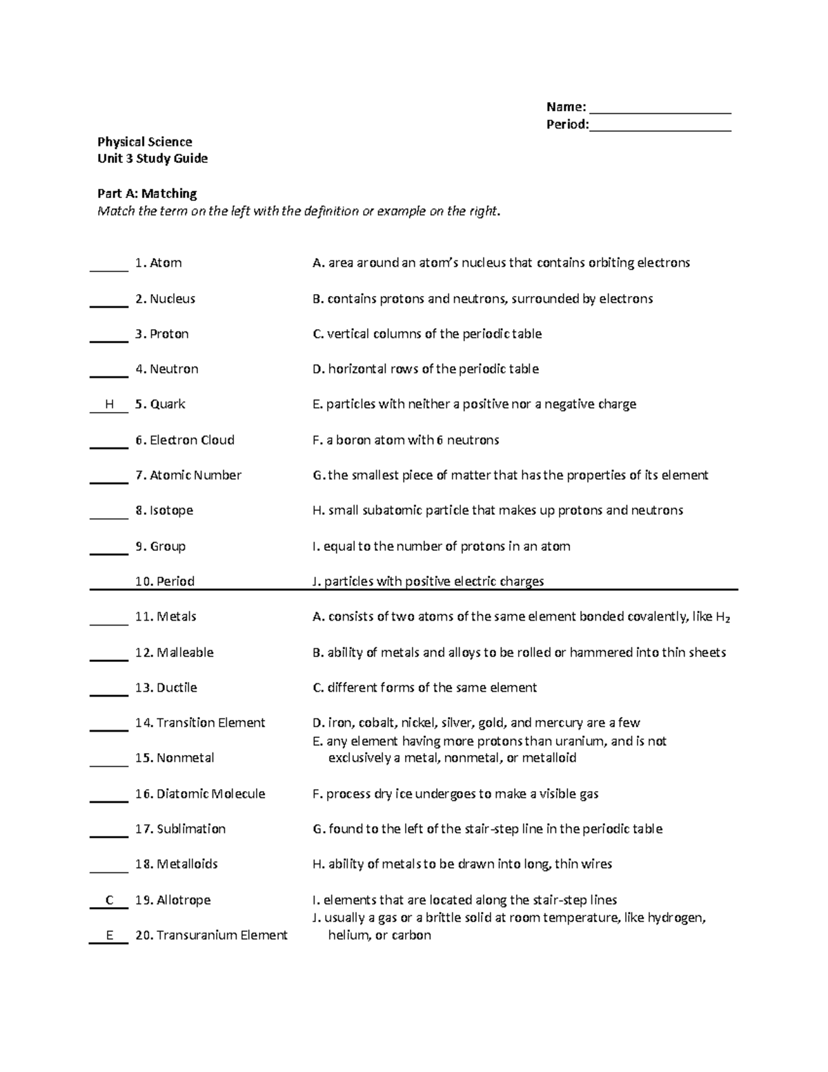 Unit 3 Study Guide African American History - Name ...