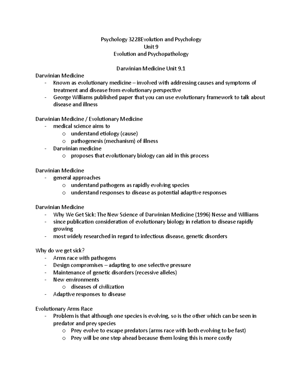 Unit 9 - Unit 11 - Psychology 3228Evolution And Psychology Unit 9 ...