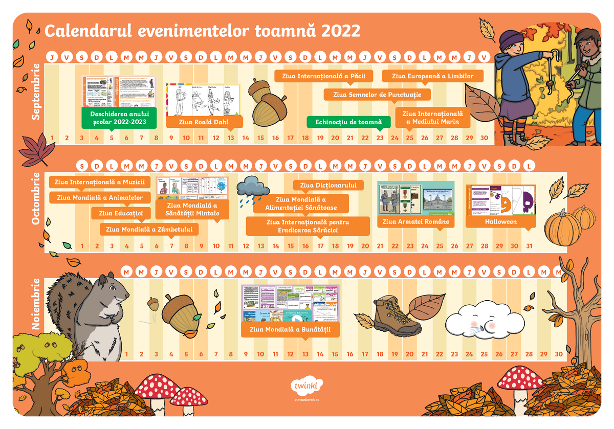 Calendarul Evenimentelor - Toamna - Octombrie S D L M M J V S D L M M J ...