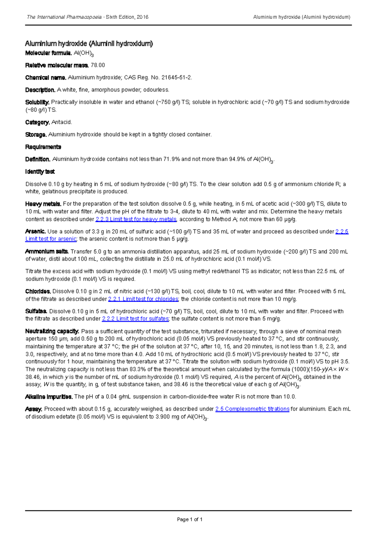 Aluminium hydroxide Lecture notes 1 Molecular formula. Al(OH) 3