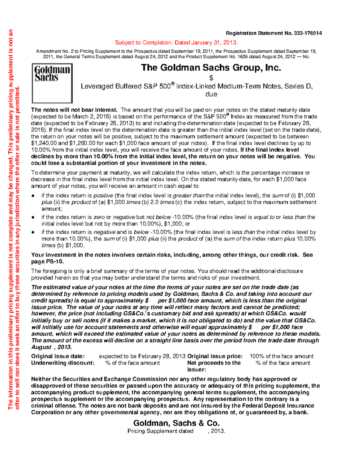 Term Sheet - GS Buffered SP Note - Registration Statement No. 333 ...