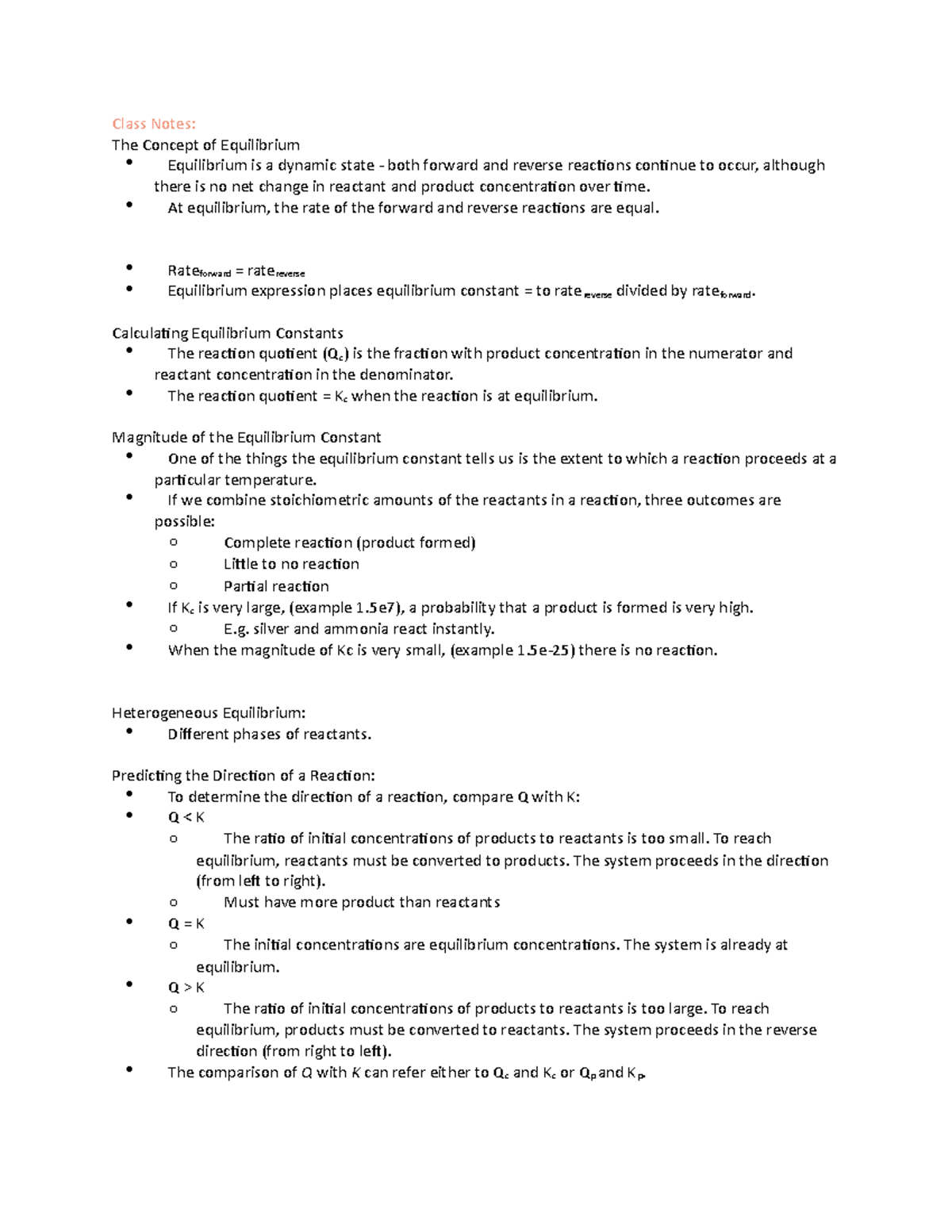 Chapter 13 - Lecture notes 1 - Class Notes: The Concept of Equilibrium ...