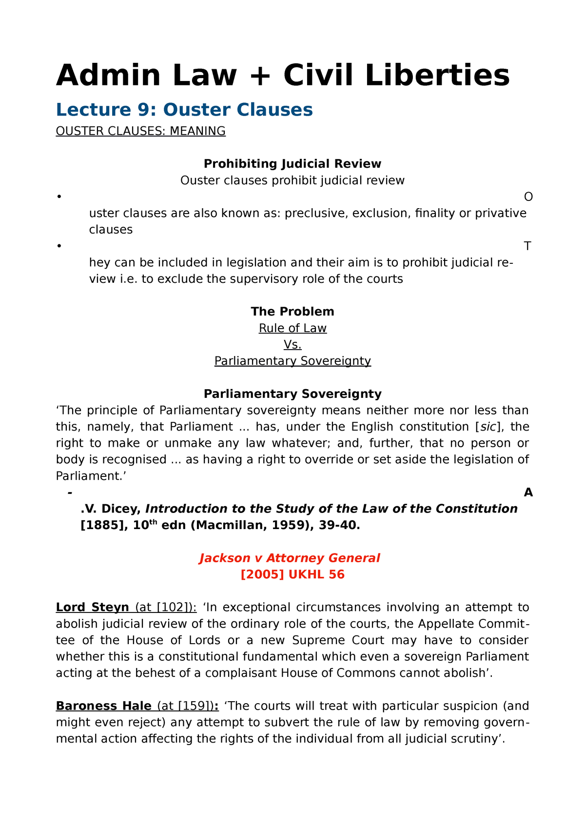 admin law ouster clause essay