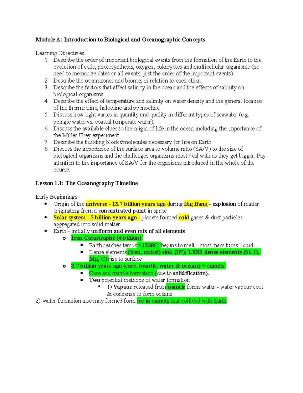 Module A Lesson 1.1 - Module A: Introduction To Biological And ...