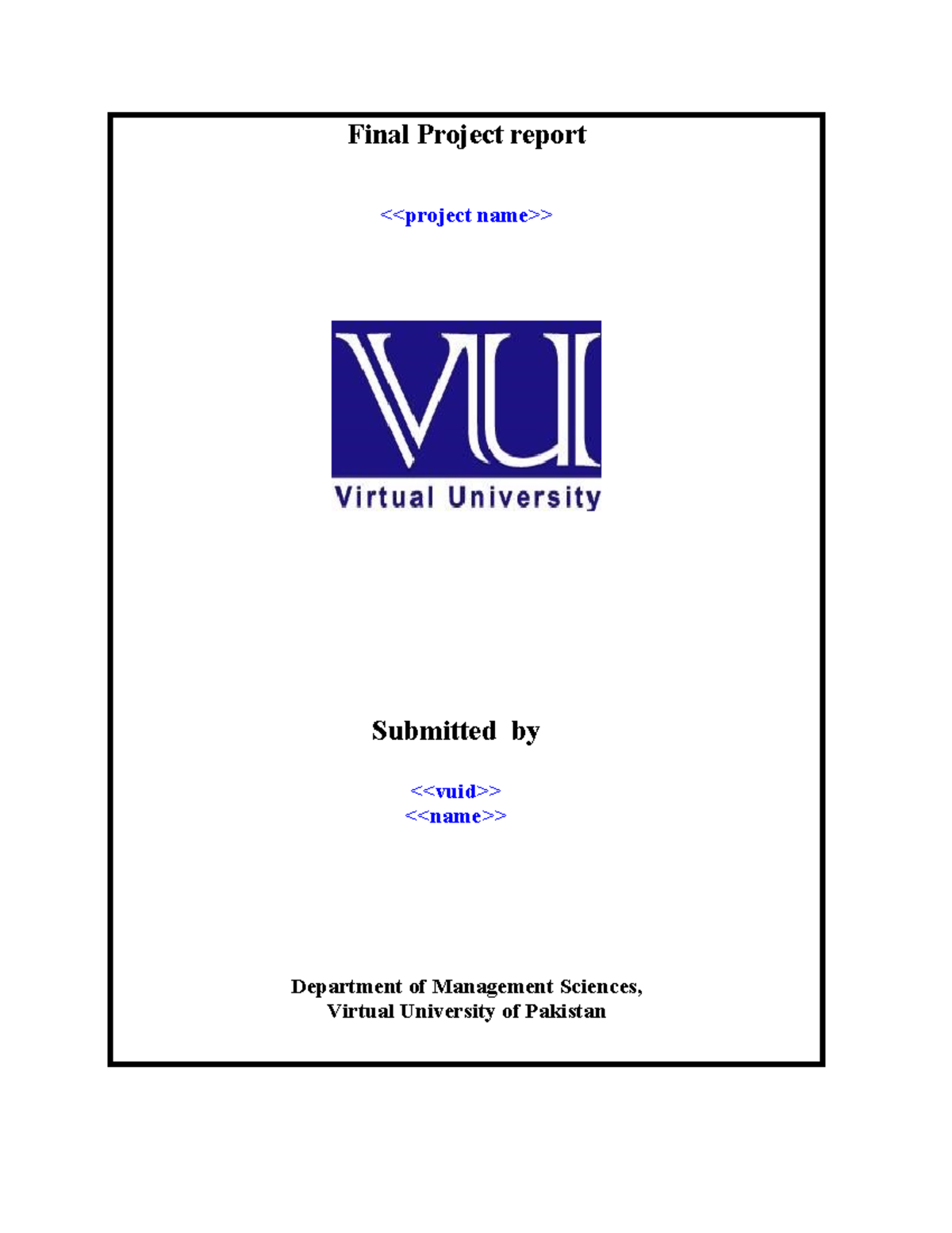 MY FYP Project Template IT620 - Final Project report Submitted by - Studocu