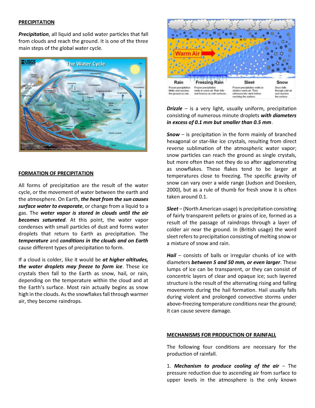 Precipitation 1 - PRECIPITATION Precipitation , All Liquid And Solid ...