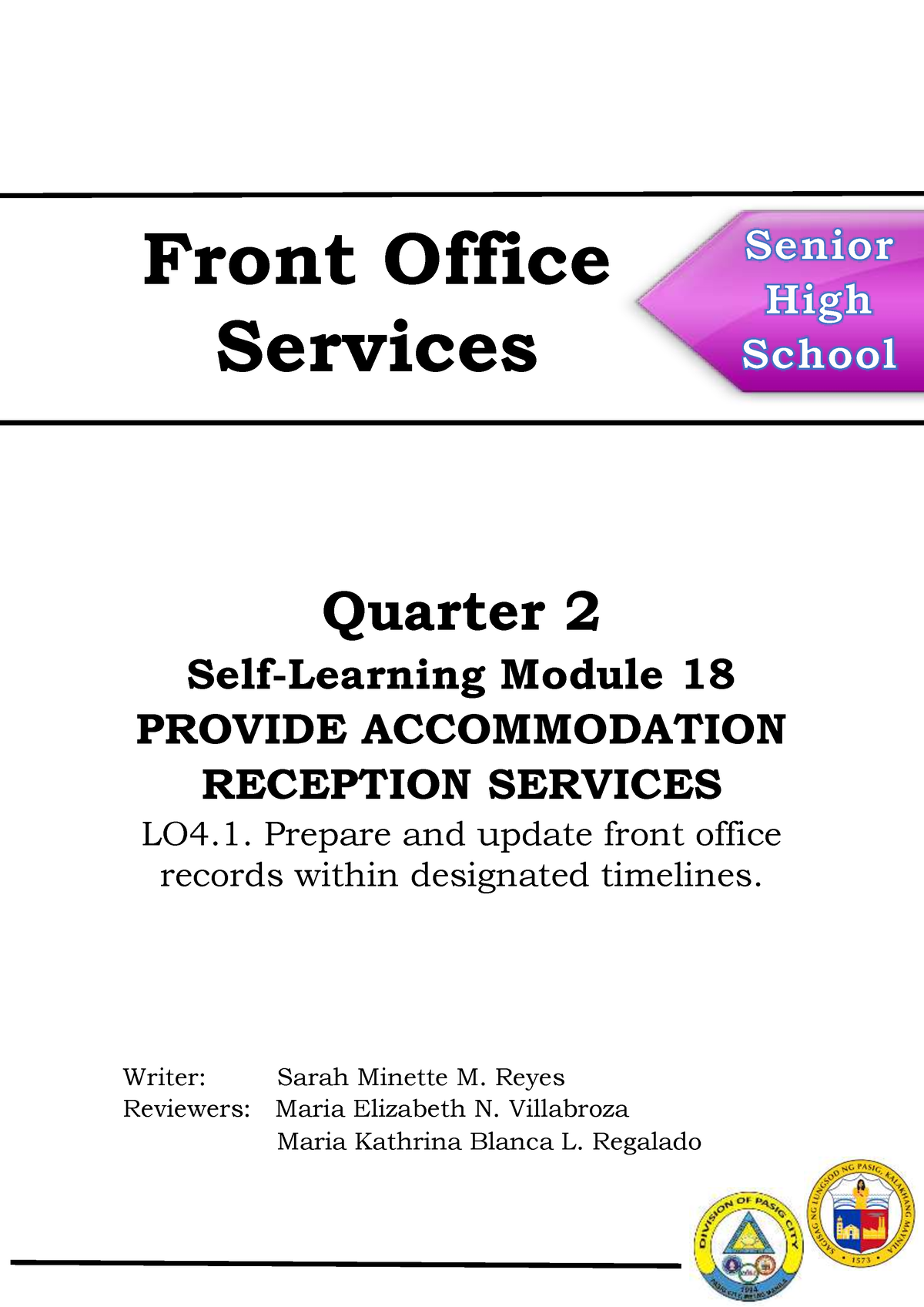 TVL FOS Q1 M18 Hdkdhxjhxhzhsbsh Front Office Services Quarter 2