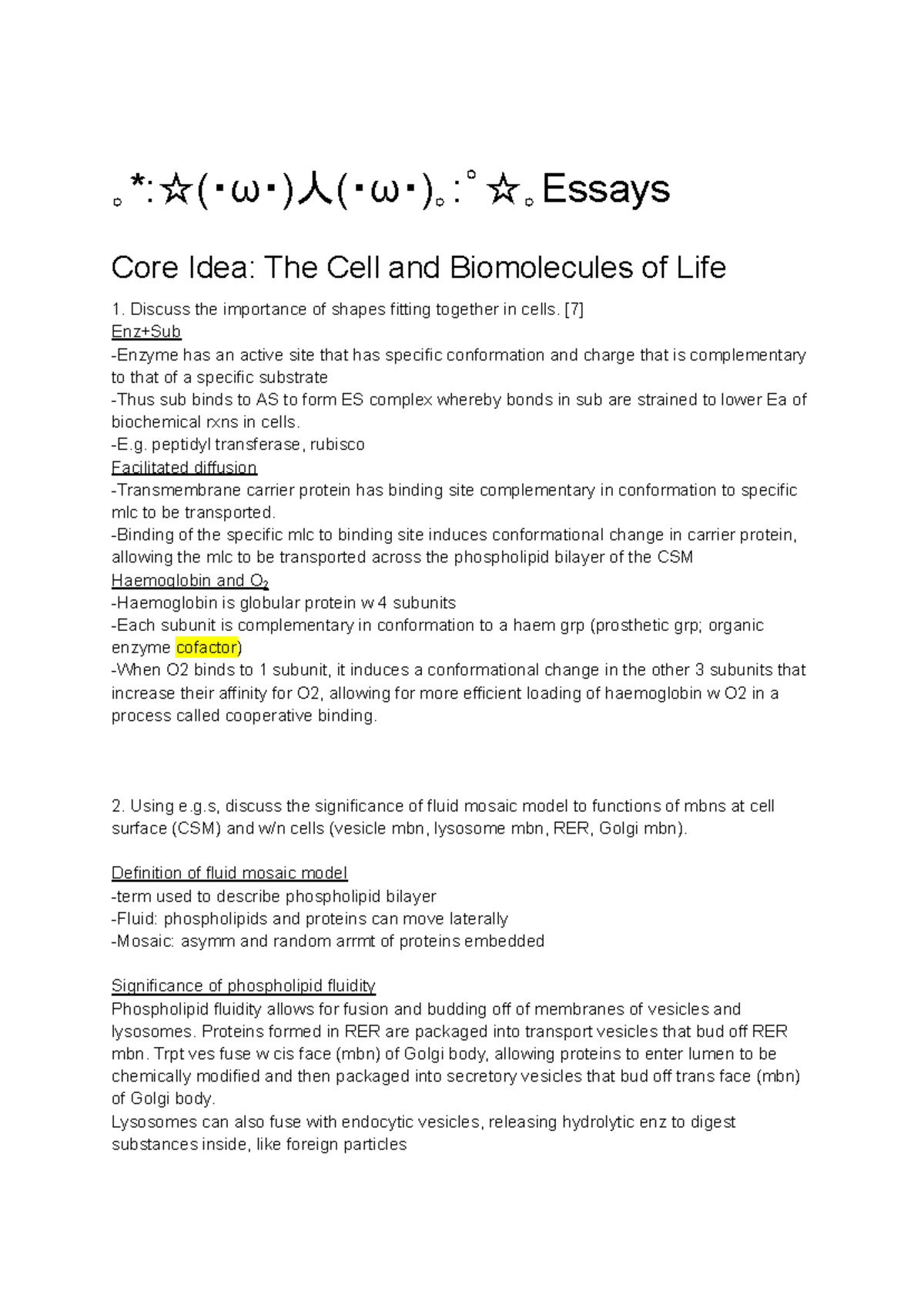 Bio ppr dump(=`ﻌ´=) bio ｡*☆(・ω・)人(・ω・)｡ ゚☆｡Essays Core Idea The