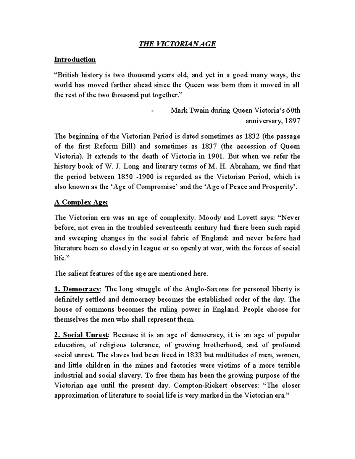 The Victorian Age THE VICTORIAN AGE Introduction “British history is