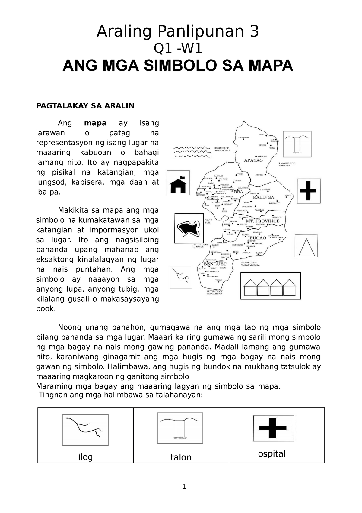 Aral Pan Module Araling Panlipunan Q W Ang Mga Simbolo Sa Mapa Pagtalakay Sa Aralin