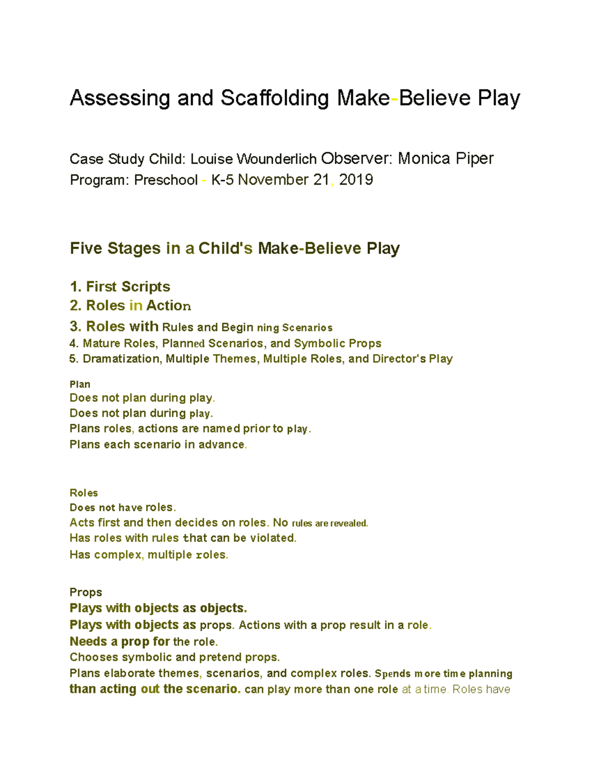 Unit 14- Assignment 6- Notes - Assessing and Scaffolding Make-Believe ...