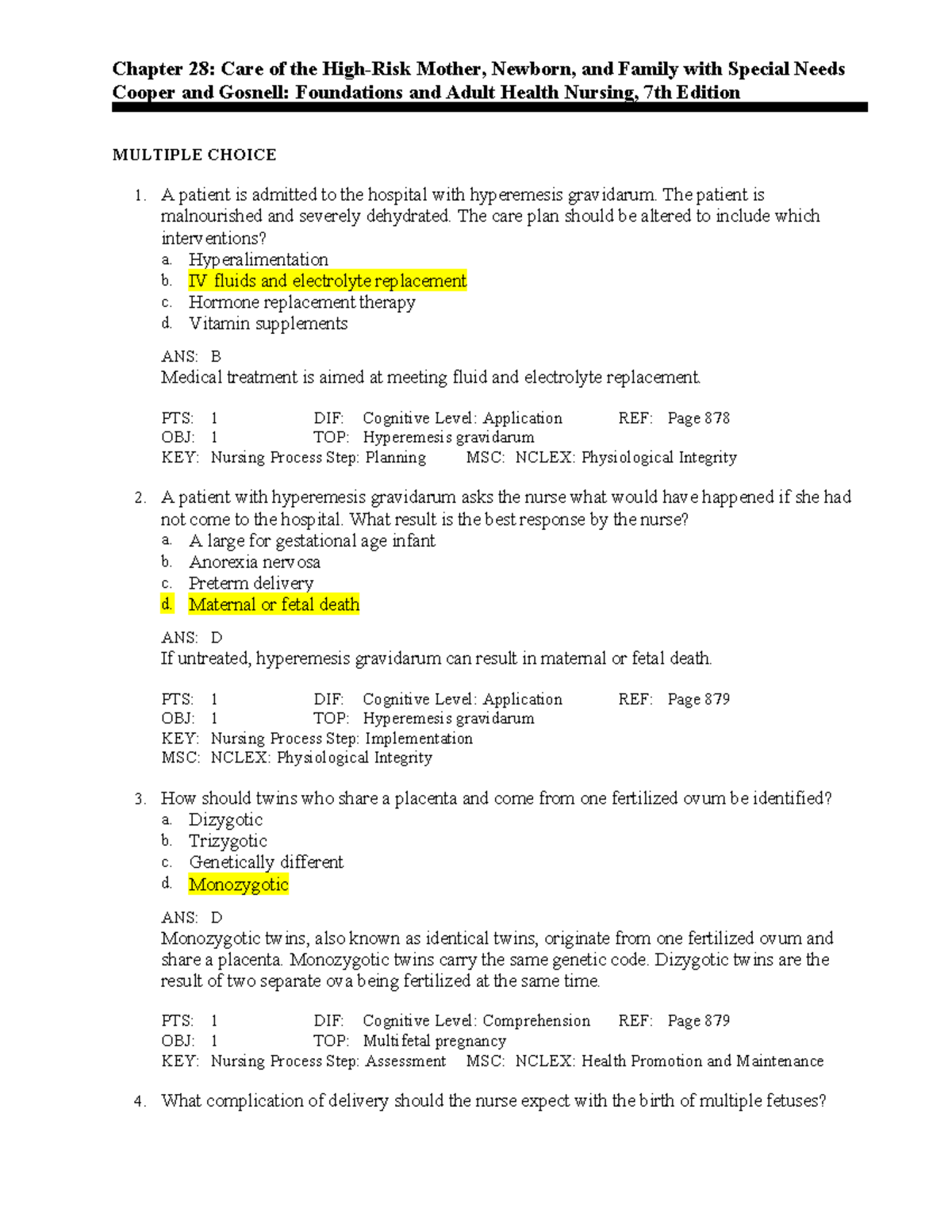 Chapter 28 Care of the High Risk Mother, Newborn, and Family with ...