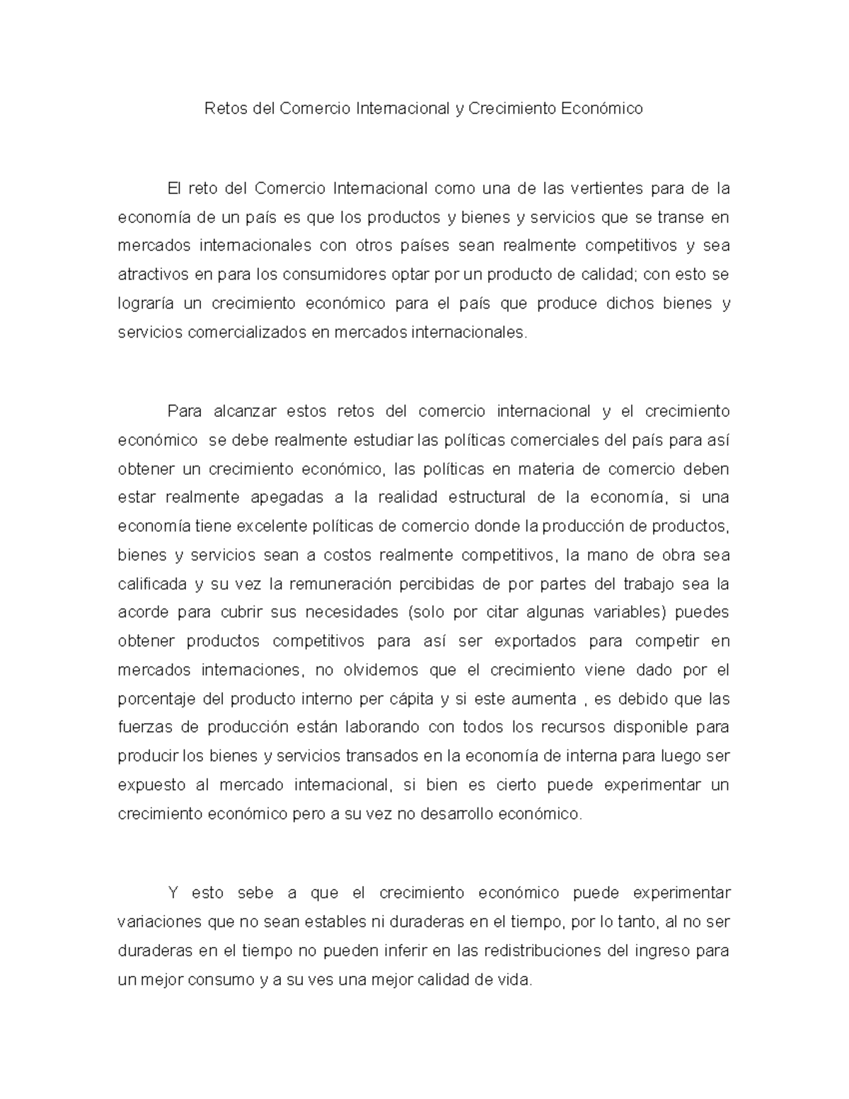 Comercio Internacional y Crecimiento Económico - Para alcanzar estos ...