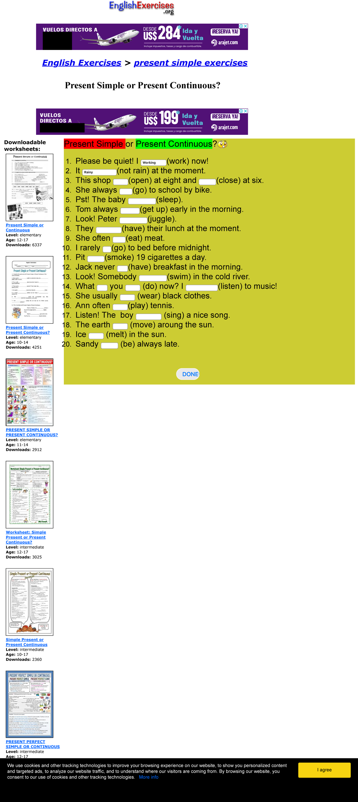 English Exercises Present Simple or Present Continuous - English ...