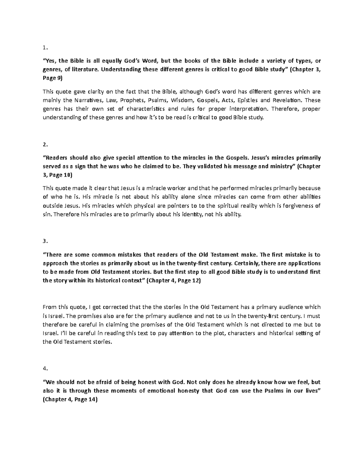 Theology Assignment - Ojo-Omoniyi Damilola - 1. “Yes, the Bible is all ...