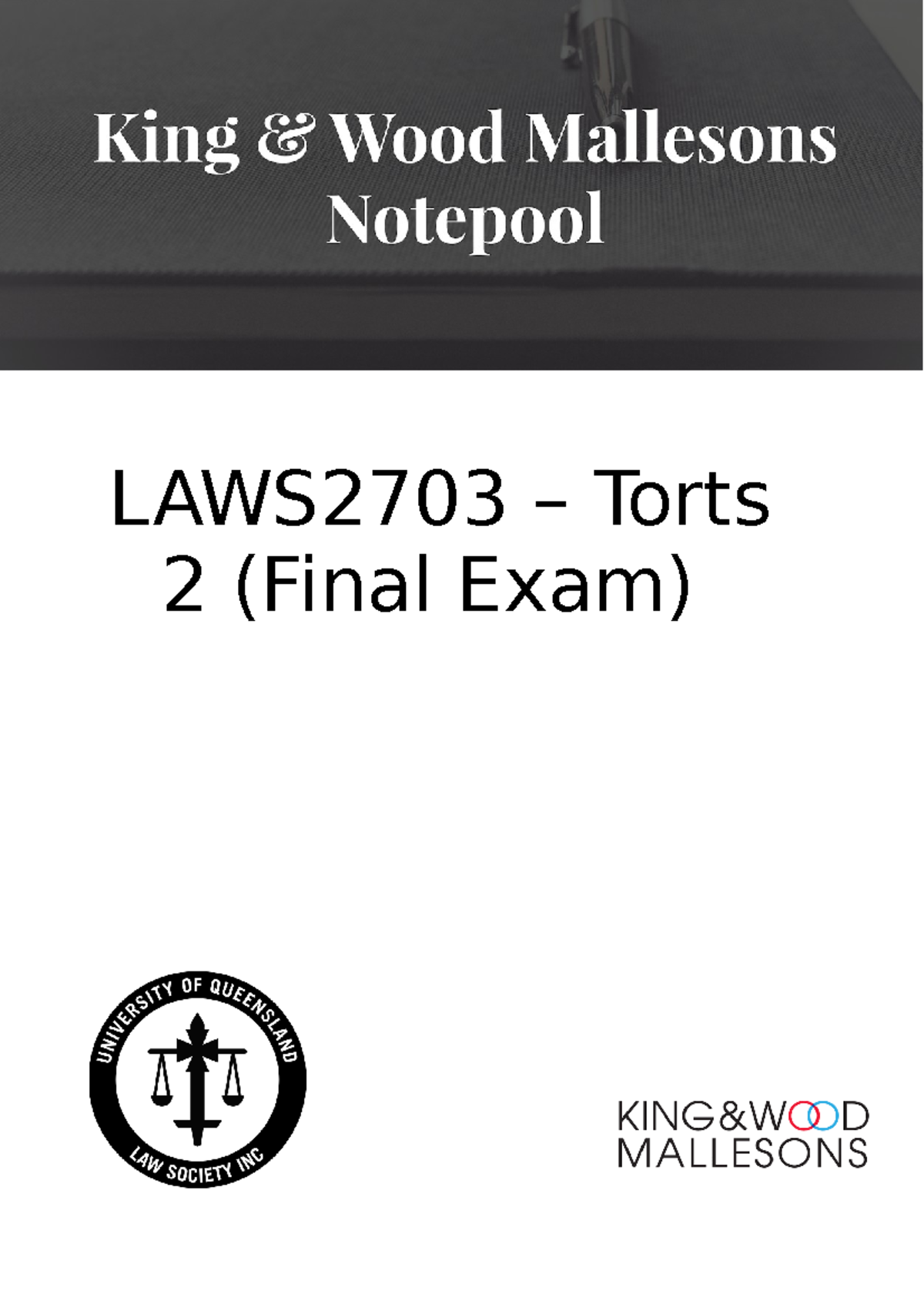 LAWS2703 Torts II Final Exam - LAWS2703 – Torts 2 (Final Exam ...